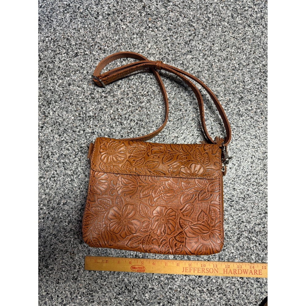Gun Tote'n Mamas Tooled Floral Tan Crossbody CCW Bag RFID Protection GTM-99